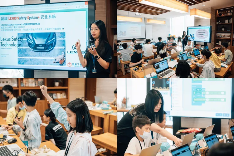 小小智能造車王們熱烈討論、完成融入Lexus Safety System+ 原理的模擬功能任務挑戰。業者提供