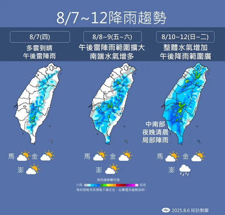 未來降雨趨勢。氣象署提供
