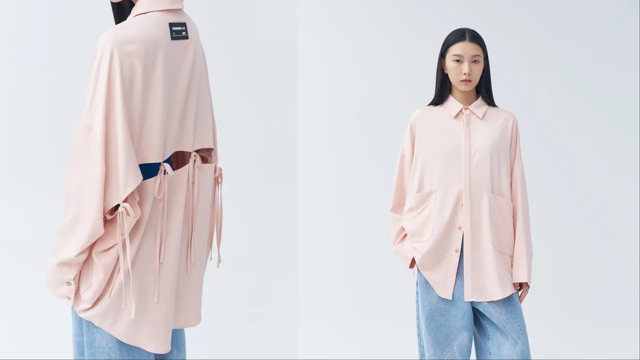 MOUGGAN LAB + JWH綁帶長袖襯衫,2080元。品牌提供