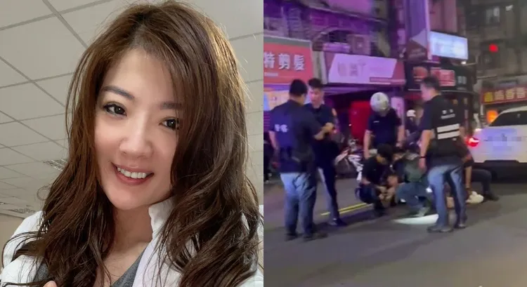 侯沁潔因拒檢逃逸遭警方壓制。翻攝侯沁潔臉書、爆料公社