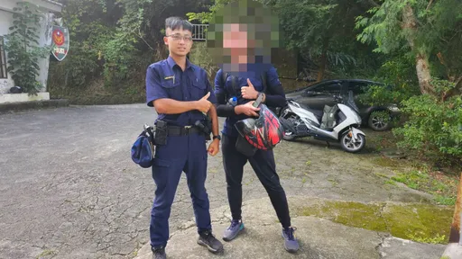 骑车环岛遇坍方!法籍男子求助 大溪警专业、贴心服务无国界