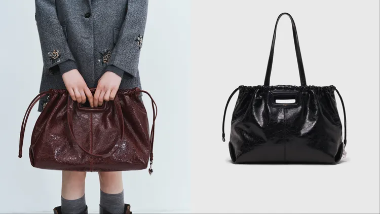 Maje M TOTE加入抽繩設計，可自由調整包型。品牌提供