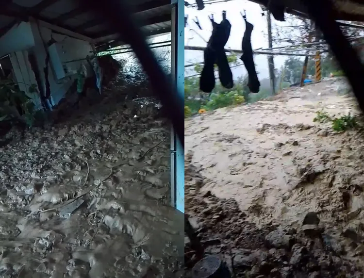 土石流沖入民宅，現場面目全非。民眾提供