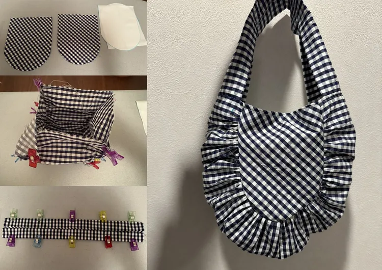 北川景子新完成的荷葉邊包包，開心抓到做皺褶的訣竅。翻攝北川景子X