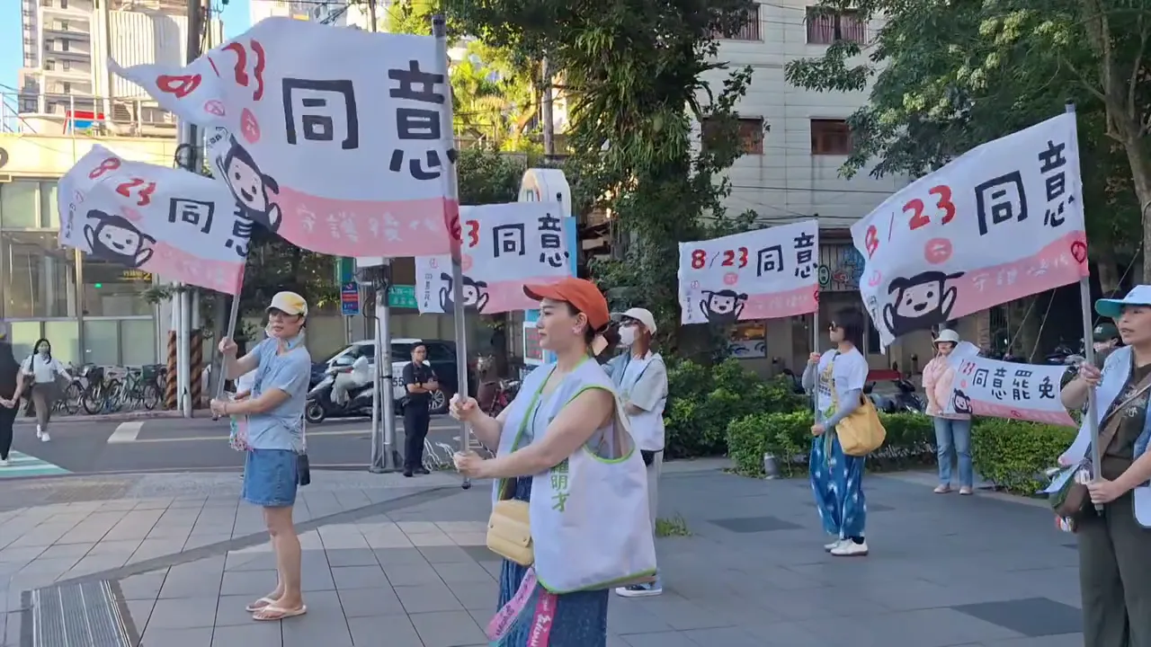 罢免团体在街头宣传8/23罢免案。资料照,翻摄自网路