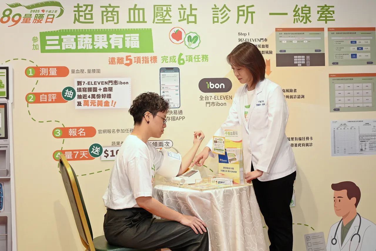 歡迎民眾至全台217家7-ELEVEN千禧血壓站門市,免費量血壓、參加活動。