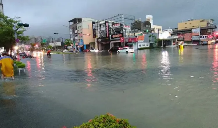 崑山科大水樂園一度重現，現在也已經退水。民眾提供