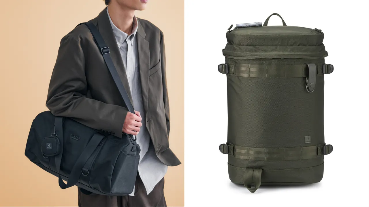 PORTER INTERNATIONAL ROLLIN行李袋(左)6450元、NEW HEAT后背包(右)9150元。品牌提供