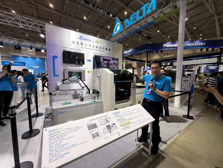 台達與輝達合作的虛實整合智能製造示範線。呂承哲攝