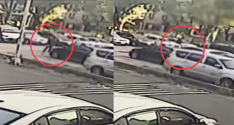 槍手行凶後駕駛準備好的轎車逃逸，中途又放火燒車，手法專業不像一般尋仇。民眾提供