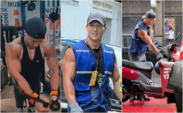 三重拖吊車司機因長相帥氣加上粗壯手臂肌肉爆紅，被封為「三重蘇志燮」。翻攝自William Meng、threads