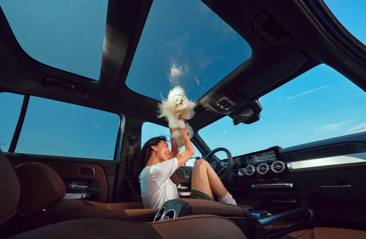 GLB 200更進一步升級全景式電動玻璃天窗。業者提供