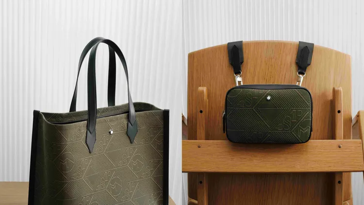 MONTBLANC Jacquard 4810布料托特包（左圖）4萬5800元、迷你斜背包（右圖）3萬4400元。品牌提供