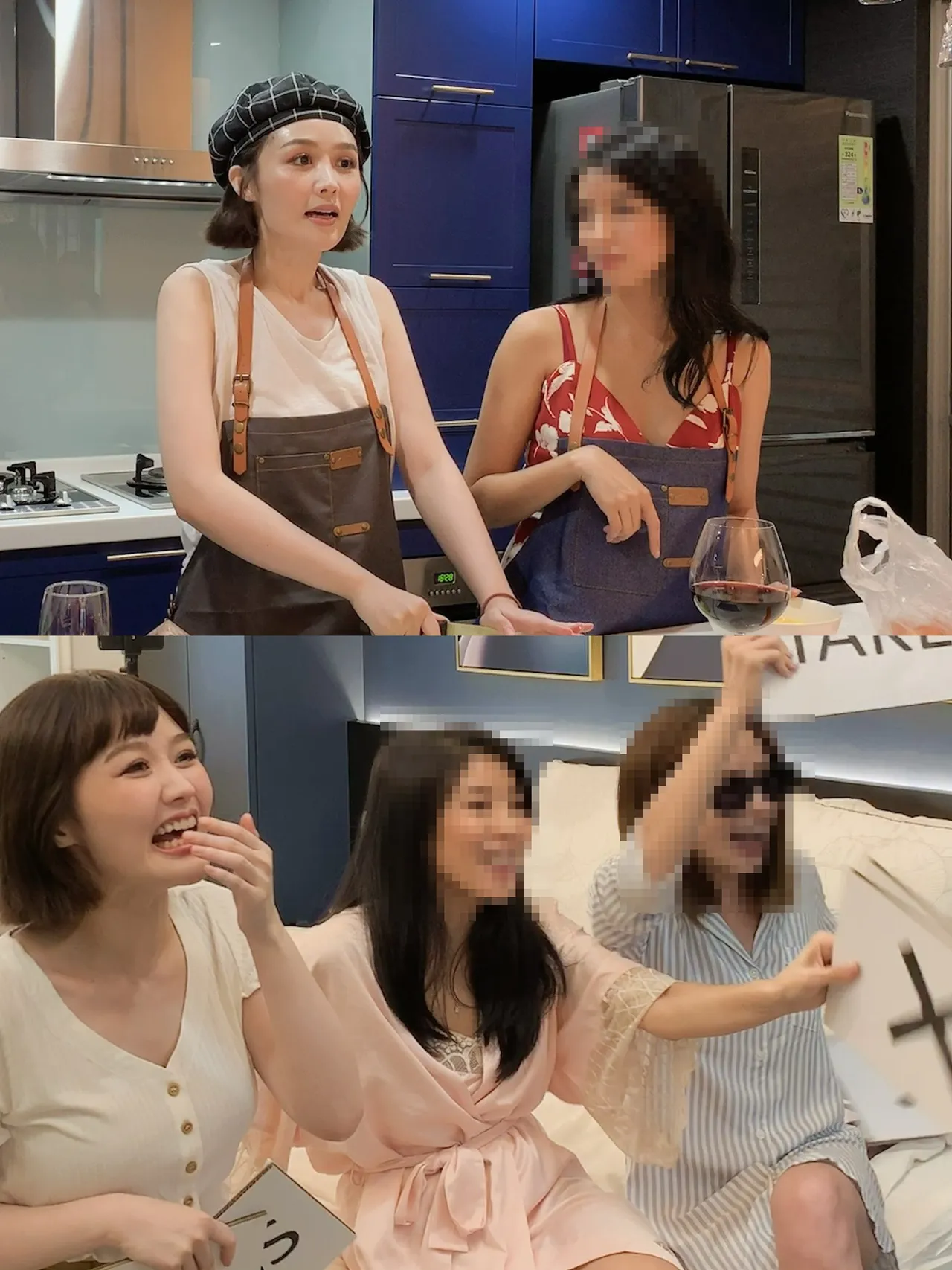 荔枝儿(上图左、下图左1)与闺蜜。翻摄自Nancy Tsai脸书