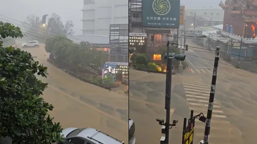 楊柳來襲挾大雨!屏東路面泥流瀰漫嚇壞20萬人 (影)