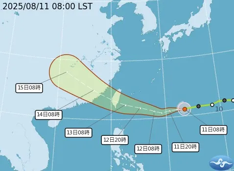 杨柳台风动态。中央气象署