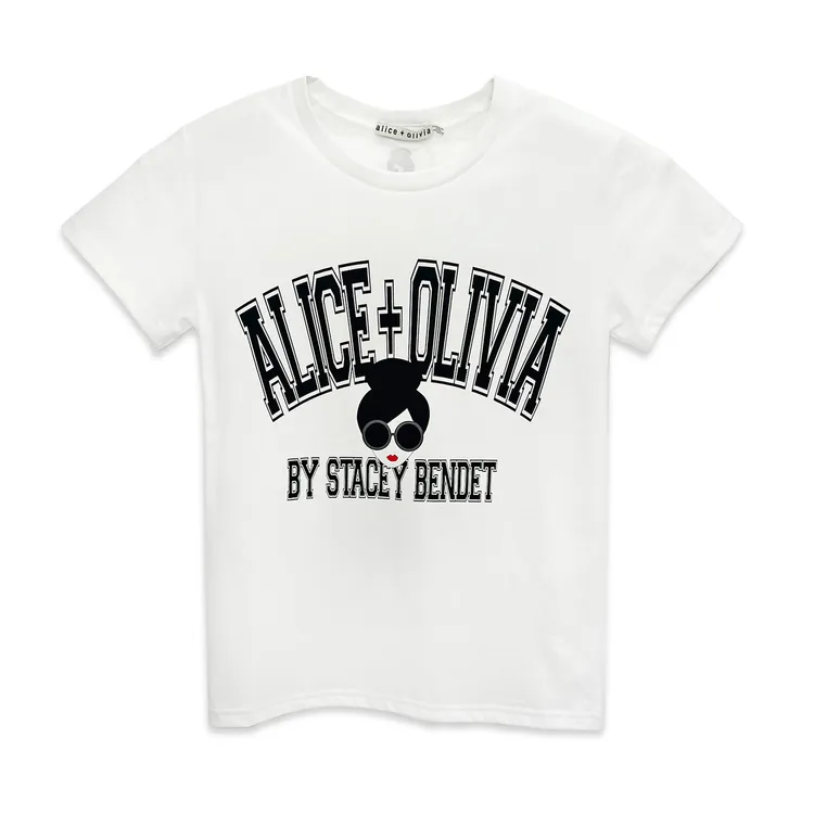 alice + olivia 信義微風A3獨家Stacey Face娃娃短袖上衣，7500元。品牌提供