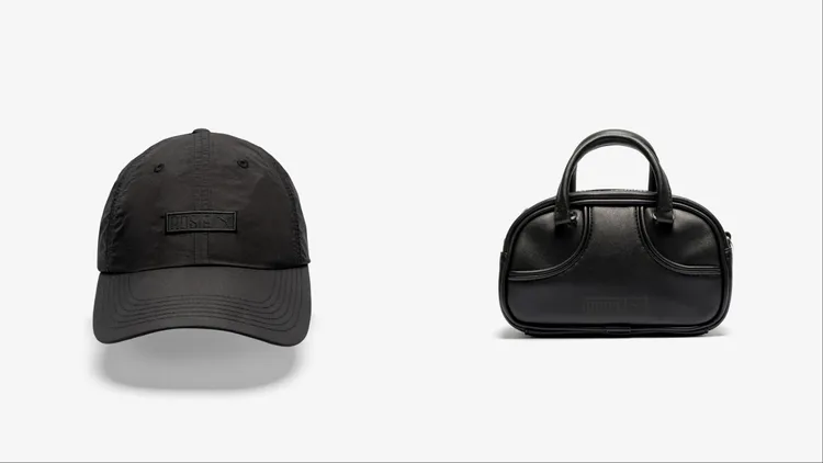 PUMA x ROSÉ聯名系列棒球帽 （左）980元、ROSÉMicro手提小包（右）2180元。品牌提供