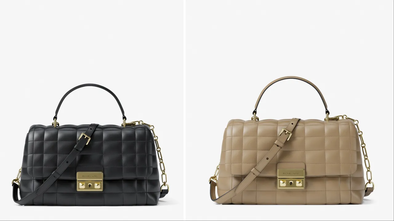 MICHAEL KORS Tribeca黑色中型肩背提包(左)、Tribeca樺木灰中型肩背提包(右),各1萬6300元。品牌提供