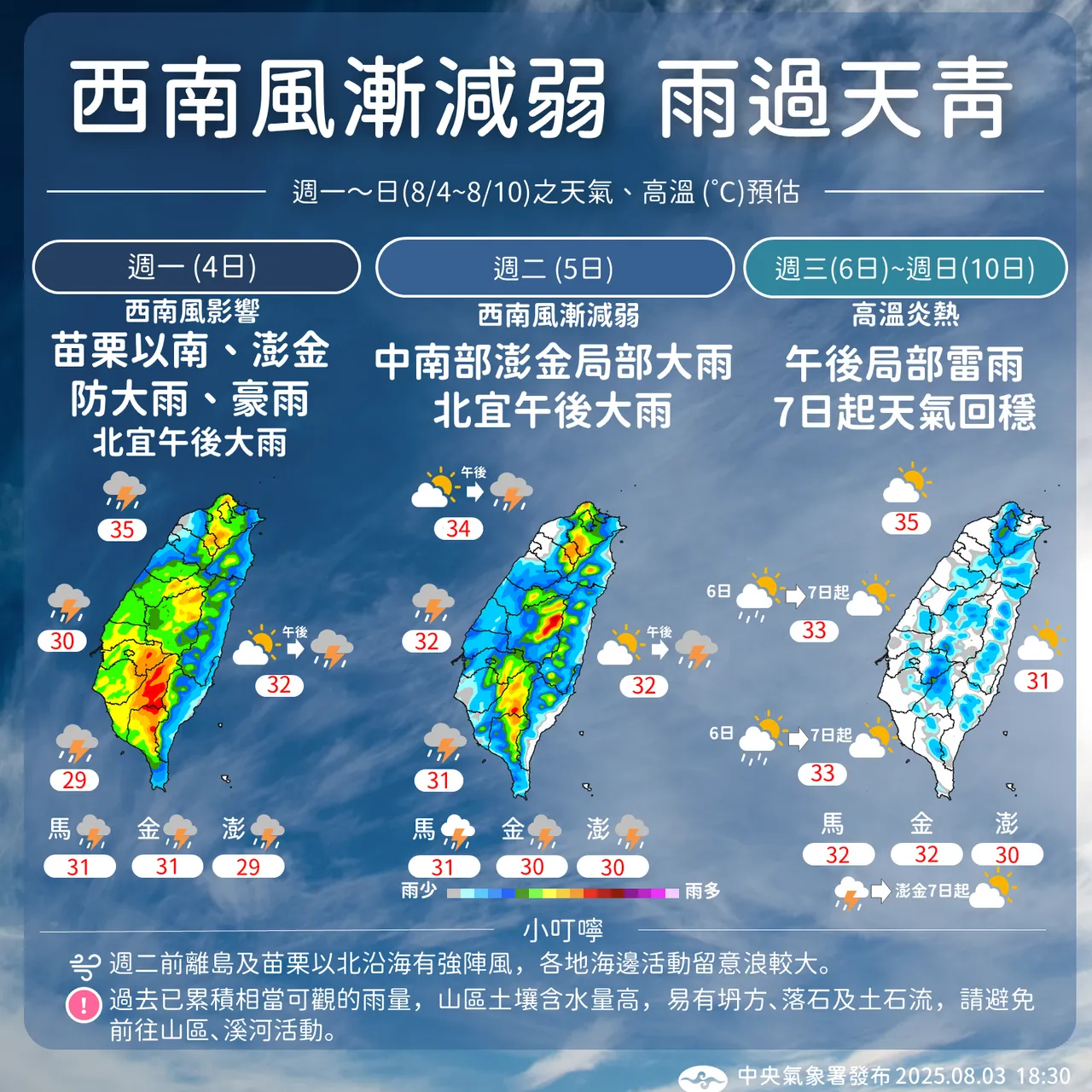 未来天气趋势。气象署提供