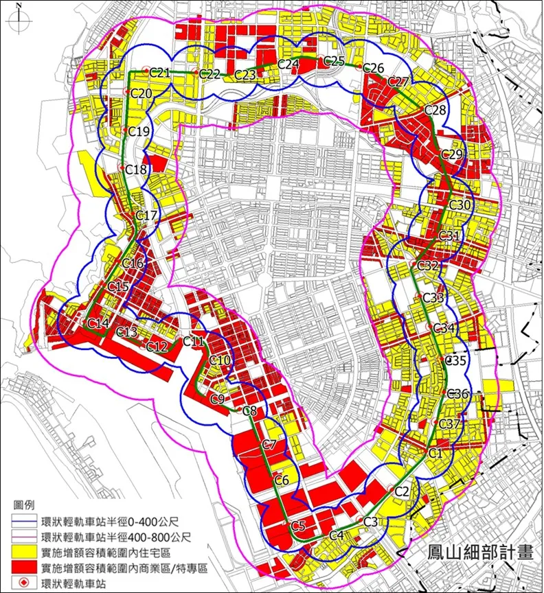 环状轻轨增额容积实施范围