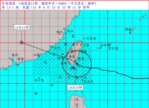 楊柳估13:00登陸台東!2地強陣風「颳破17級」