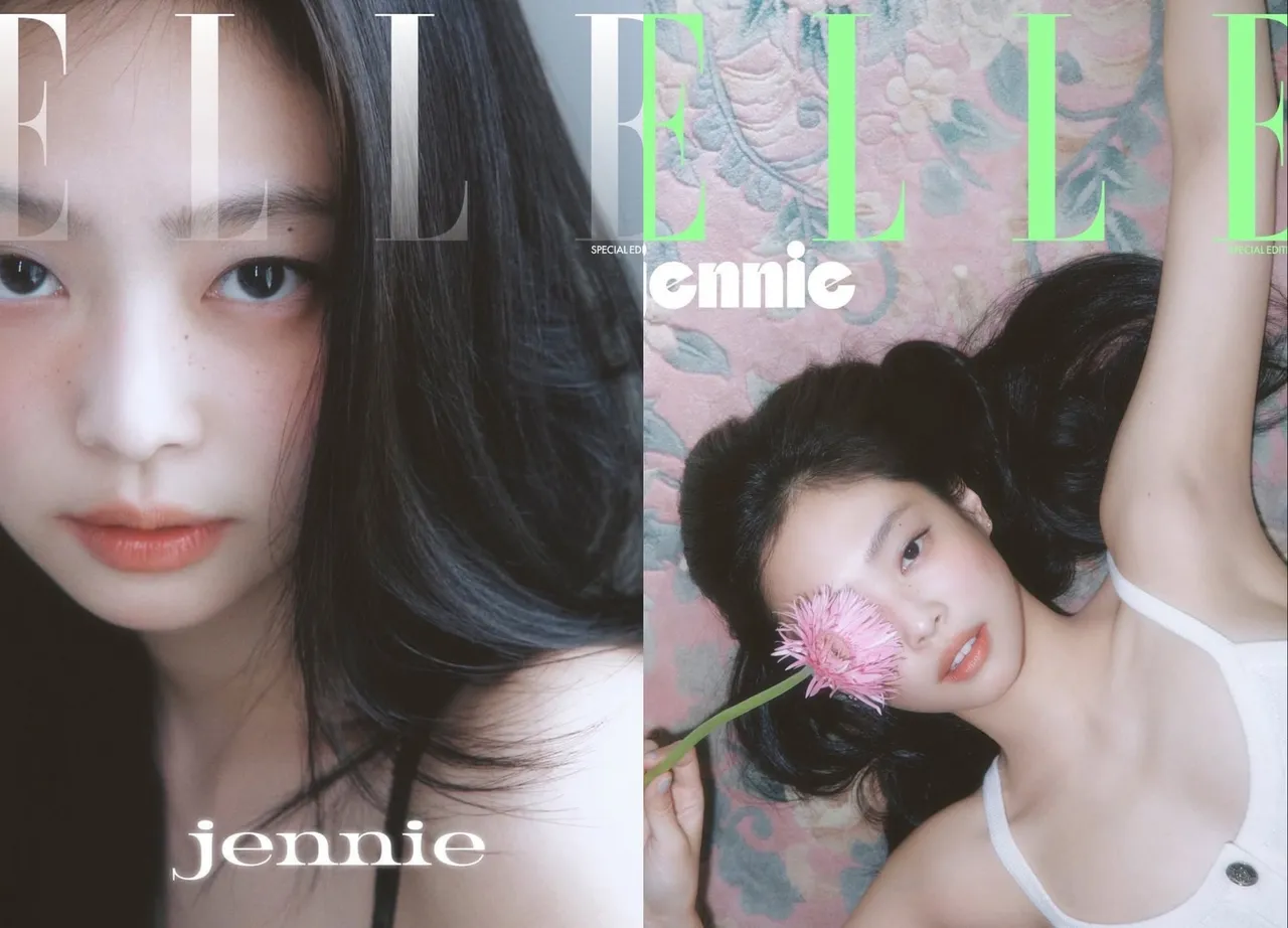 Jennie拍摄韩国版《ELLE》封面。翻摄Jennie IG