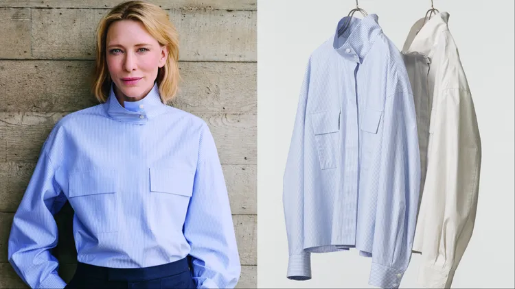 凱特布蘭琪同款UNIQLO : C系列棉質立領襯衫式外套，1290元。品牌提供