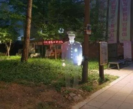 詭異!「3D投影警察」駐守首爾公園 網笑:7月限定?
