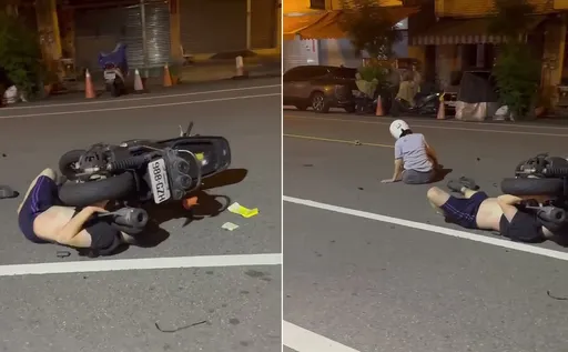 台中酒駕追撞!騎士被「排氣管壓臉」畫面曝 網罵:拍攝者沒人性