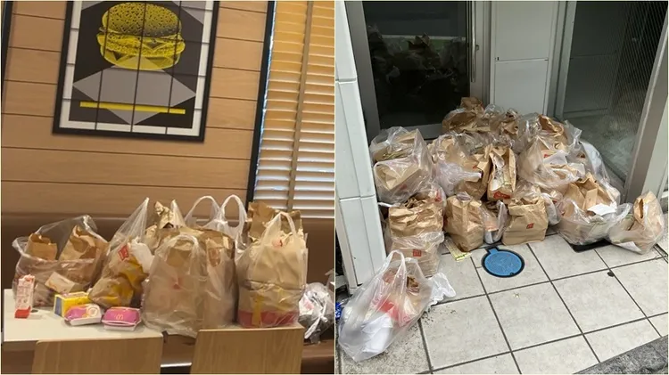不少人拍下麥當勞餐點被丟棄的畫面，相當浪費。翻攝自推特