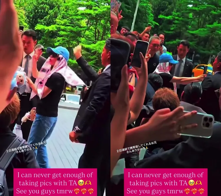 濱崎步連續2天，跟飯店外的粉絲合照、簽名。翻攝濱崎步IG