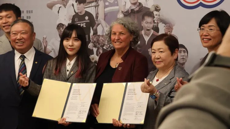 黃捷表示，其實促進會在立法院就是推廣女性運動的運動平權以及透過運動讓世界看到台灣，兩個目標。記者葉家瑋攝