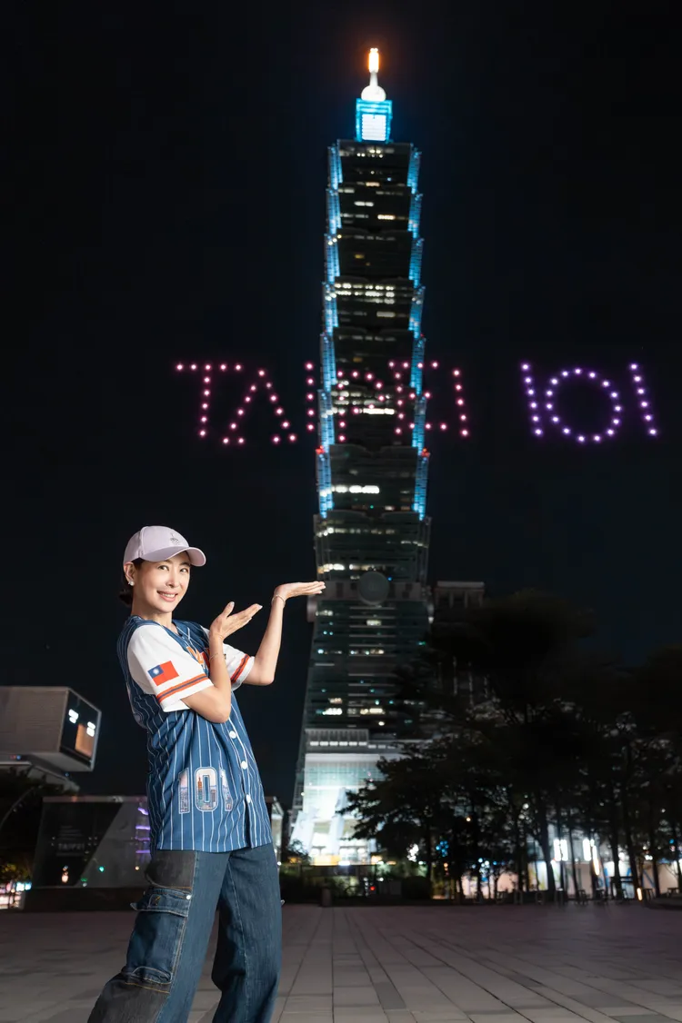 賈永婕擔任台北101董事長至今滿一週年，賈永婕昨親自揭曉國慶煙火將安排500台無人機共演。台北101提供