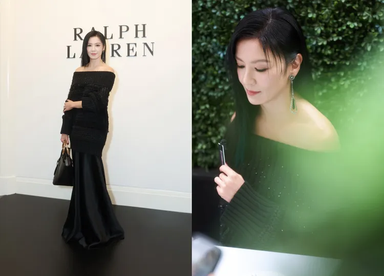 林熙蕾以全黑造型化身優雅黑天鵝。品牌提供