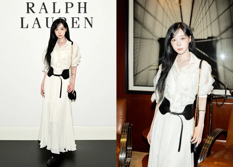 aespa成員Winter以荷葉邊襯衫洋裝散發仙氣。品牌提供