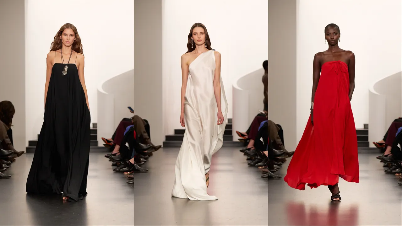 RALPH LAUREN 2026春夏女装系列以黑、白、红为主色调。品牌提供