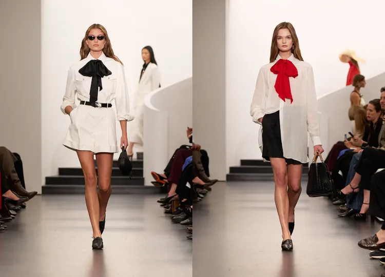 襯衫在胸前綴以超大蝴蝶結。品牌提供