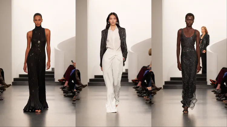 晚裝系列透過修身剪裁與亮片元素勾勒出豐盈感與完美曲線。品牌提供