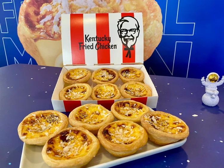 肯德基「奶皇流心Q蛋撻」推出禮盒、套餐等組合。莊偉祺攝影