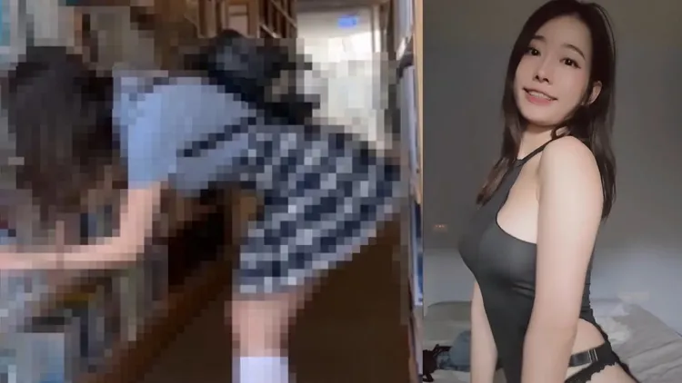 網黃「台灣臀后」疑似在高雄市立圖書館總館拍攝18禁影片。翻攝X、IG