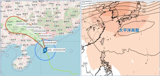 氣象署最新路徑潛勢圖顯示，「塔巴」朝北北西移動並將在廣東登陸後減弱；歐洲模式模擬則預估，太平洋高壓增強，未來一週西北太平洋無熱帶擾動發展。翻攝tropical tidbits
