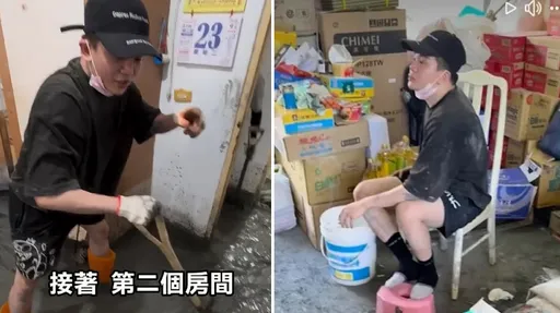 孫生花蓮物資站抽菸被罵「假救災真擺拍」!他出動130人喊冤:沒作秀