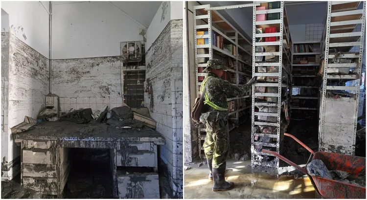 赫恪的書房遭洪水侵襲。讀者提供