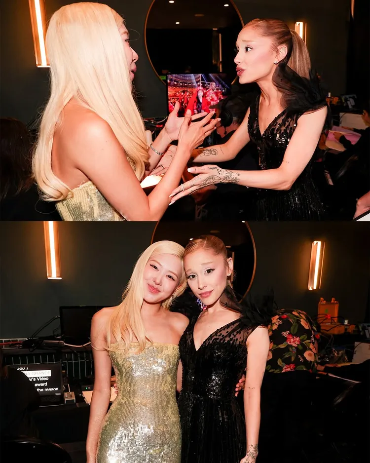 ROSÉ（左）與亞莉安娜（右）合影。翻攝rollingstone IG