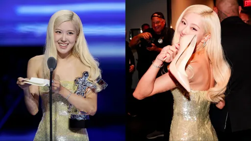 ROSÉ VMA得奖前紧张表情超可爱 金色战袍、红底鞋加持幸运