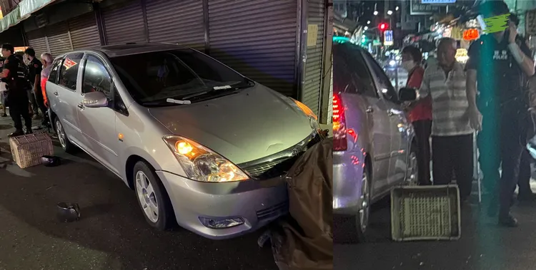 現場民眾目擊老伯肇事後拿著拐杖下車。合成照、取自《Threads》