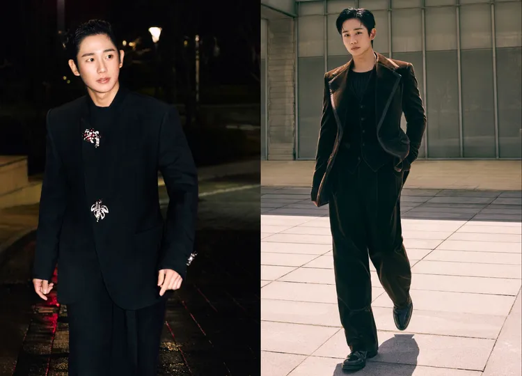 丁海寅在形象照中以俐落貴公子風格化身銀幕偶像。品牌提供