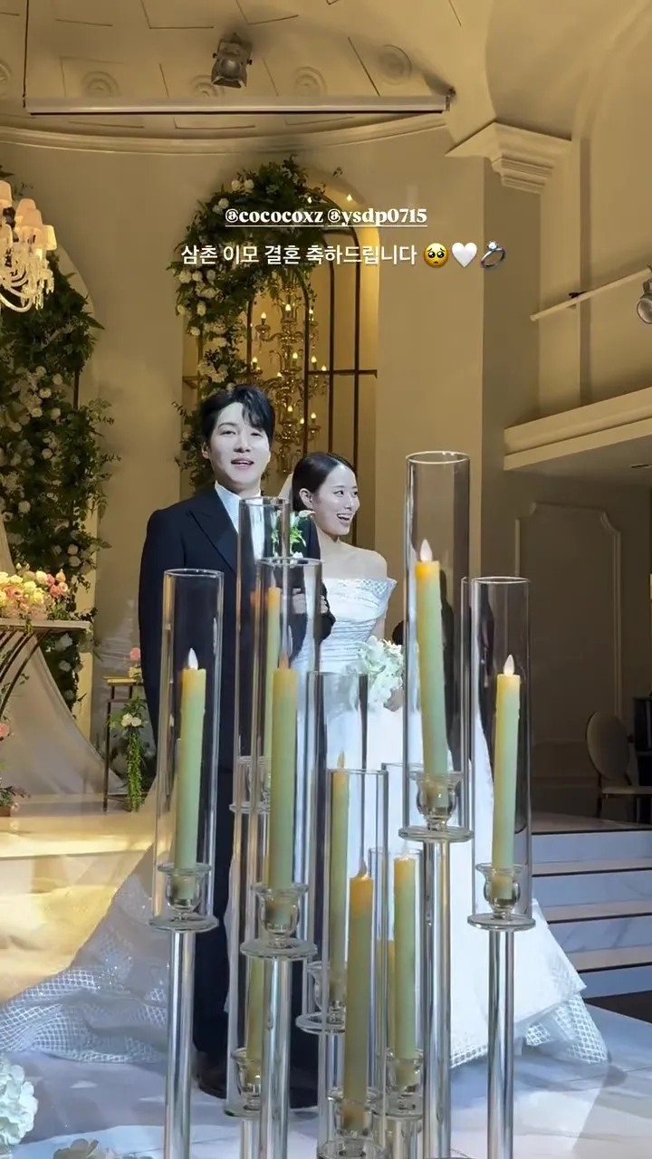 金泰賢（左）、崔妍秀共結連理。翻攝崔妍秀IG