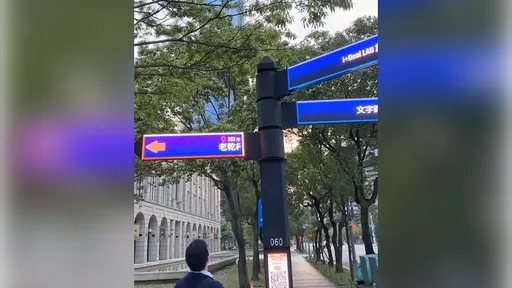 台北人吓到!信义区「高科技智慧路标」外国人喊赞 网揪朝圣